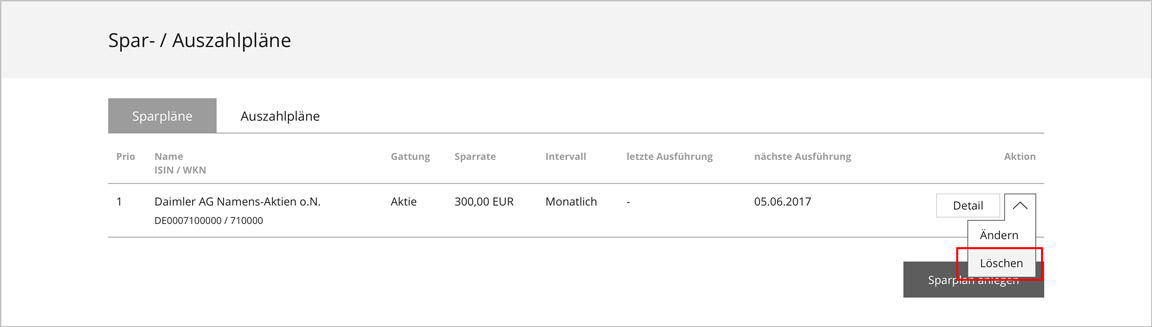 Spar- & Auszahlpläne