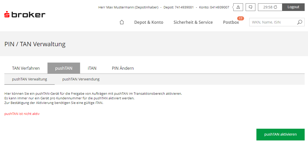 pushTAN-Verwaltung