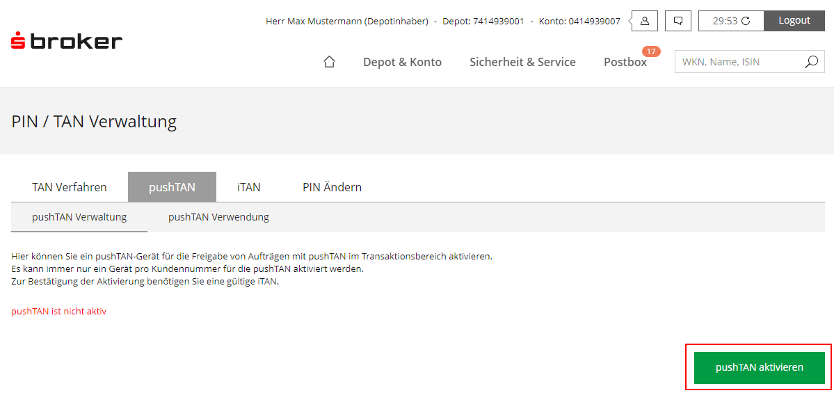 pushTAN-Aktivierung