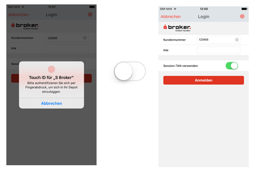 Session-TAN mit Touch ID aktivieren