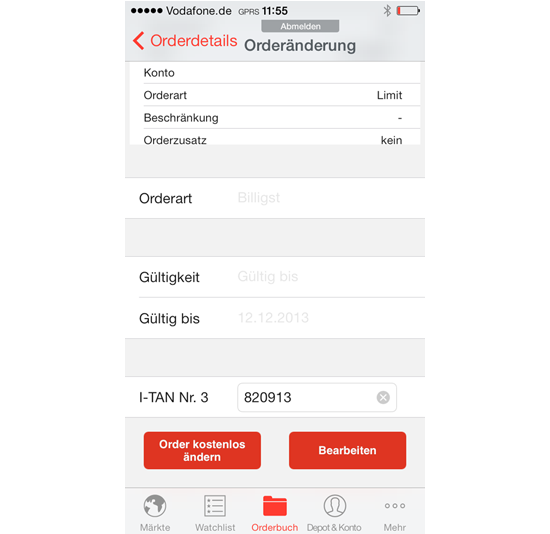 S Broker Mobile App Order ndern