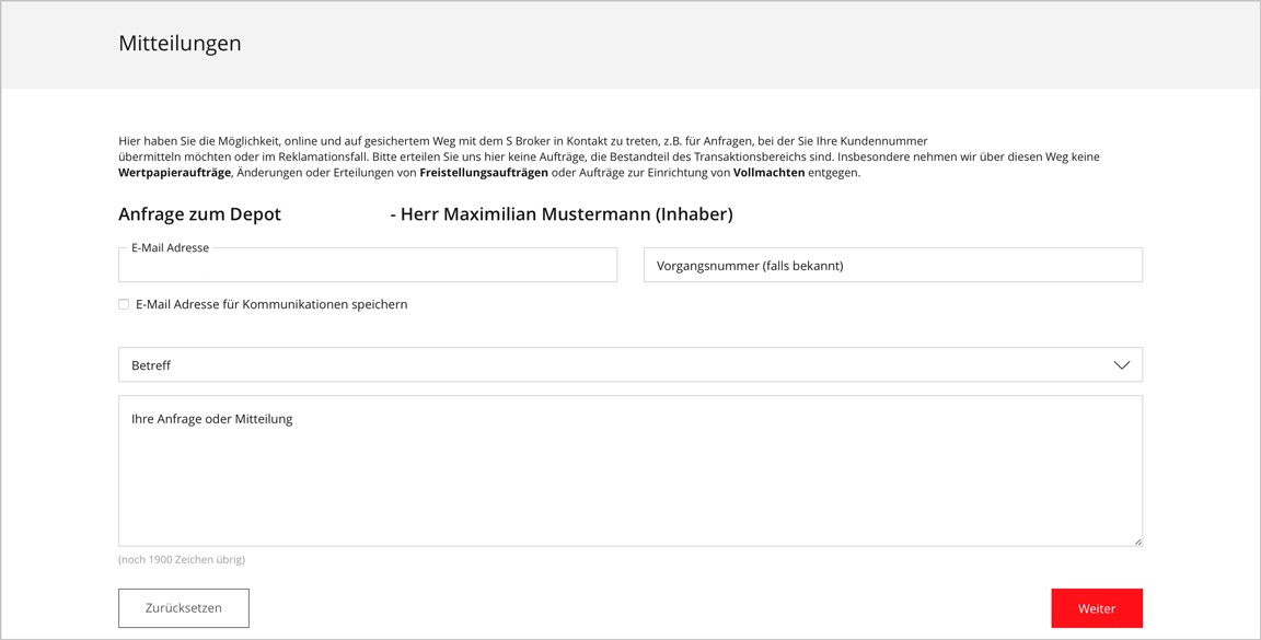 Bildschirmausschnitt Gesicherte Mitteilungen schreiben Bildschirmausschnitt Gesicherte Mitteilungen schreiben