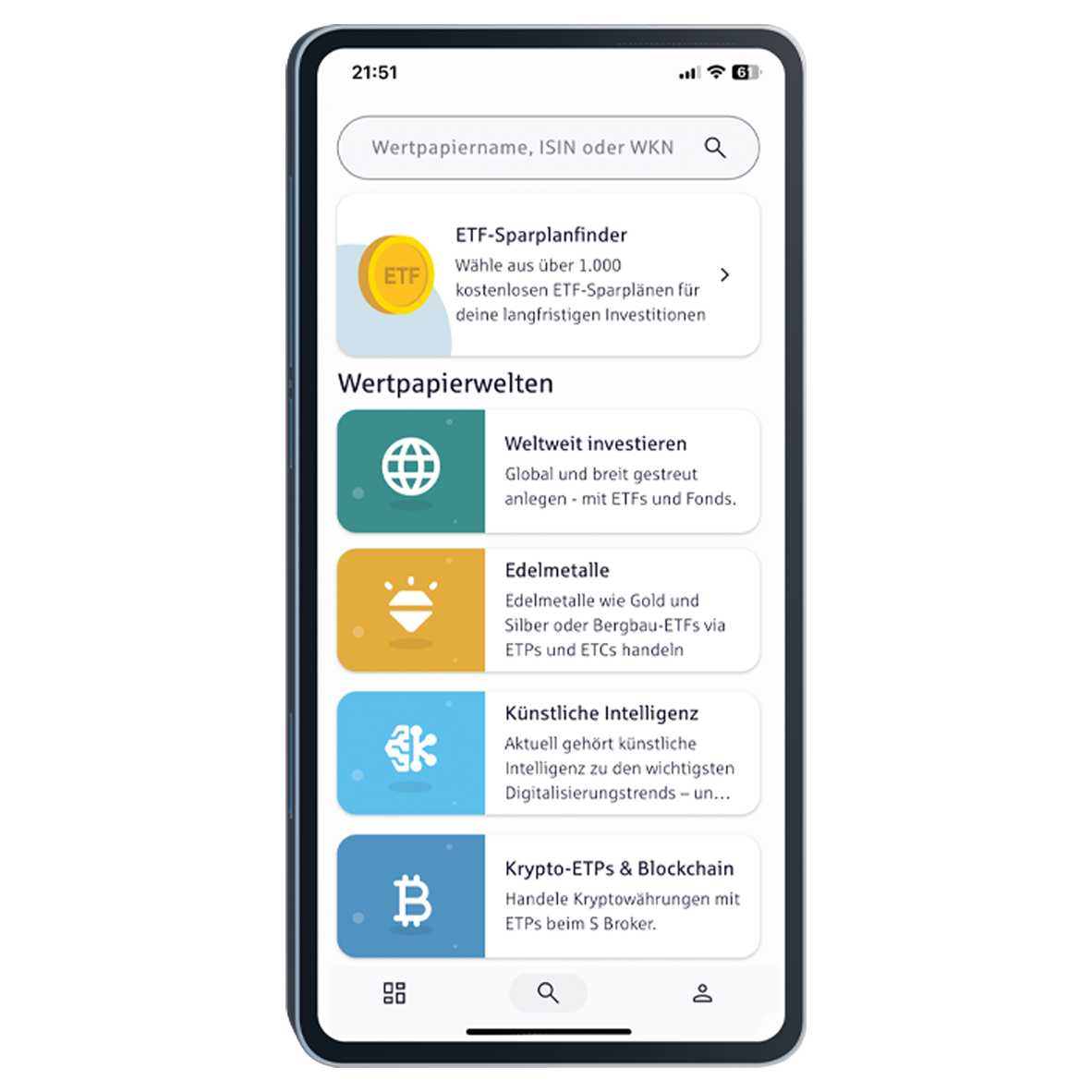 ETF-Sparplanfinder S Broker App