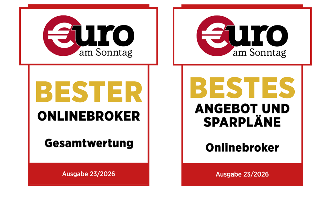 Auszeichnung Euro am Sonntag bester Online-Broker + bestes Sparplanangebot