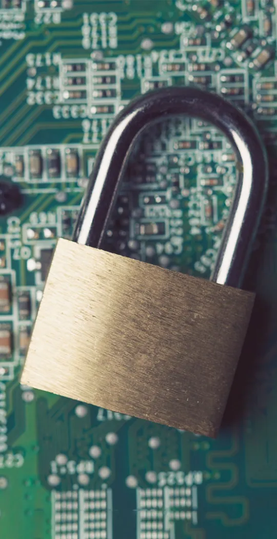 Sicherheitsschloss auf einer Platine.